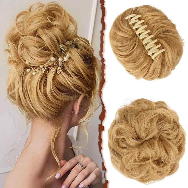 ヘアピース レディース お団子 シニヨン バンスクリップ式 自然な ふんわり ボリュームアップ カール ..