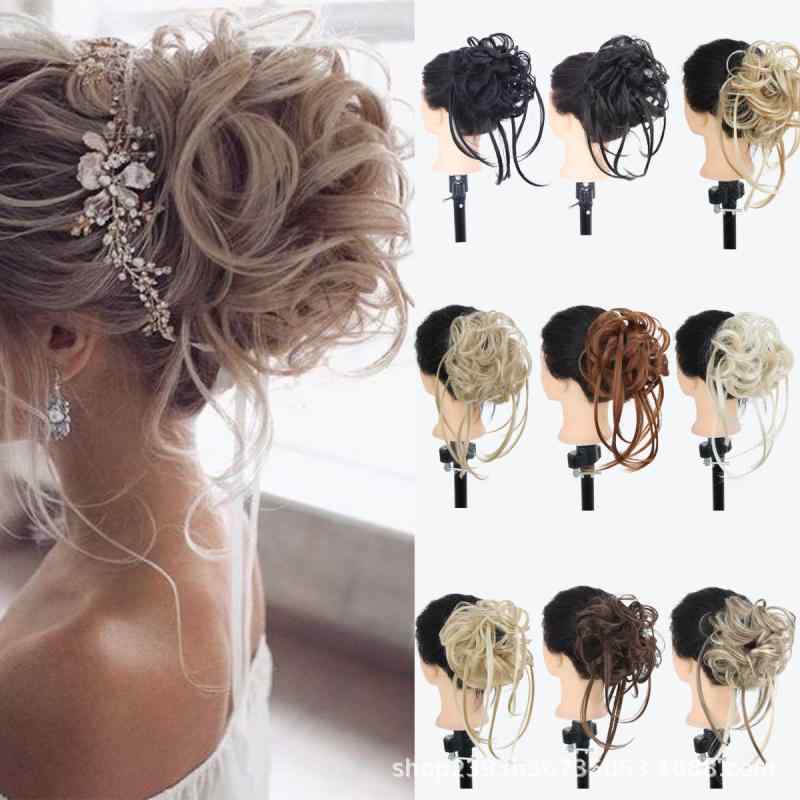 ヘアピース レディース 乱れ髪風 カール ボリュームアップ ポニーテール お団子 付け毛 エクステ ゴム..