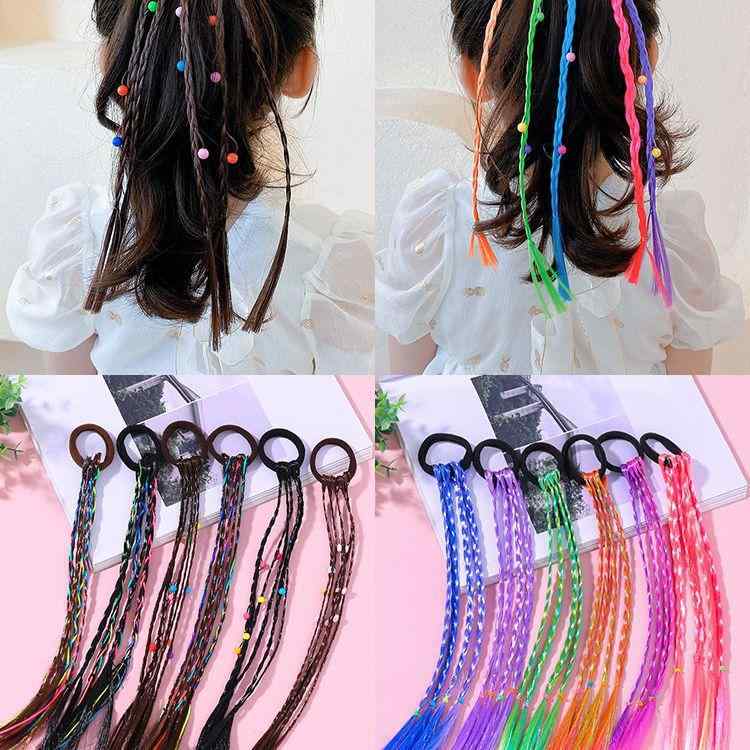 ヘアアクセサリー キッズ 女の子 子供用 女児 ウィッグ つけ毛 エクステ 編み込み 三つ編み ブレード ..