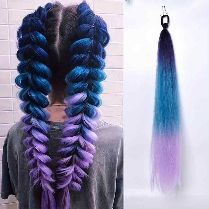 ウィッグ キッズ ポニーテール エクステ 付け毛 ボクサーブレイズ 編み込み ヘアゴム 伸縮性 耐熱ファ..