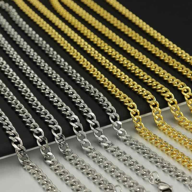 ネックレス ユニセックス 欧米風 5mm キューバンチェーン 18K 金メッキ フェイクゴールド 両面研磨 合金製 電気メッキ加工 ヒップホップスタイル