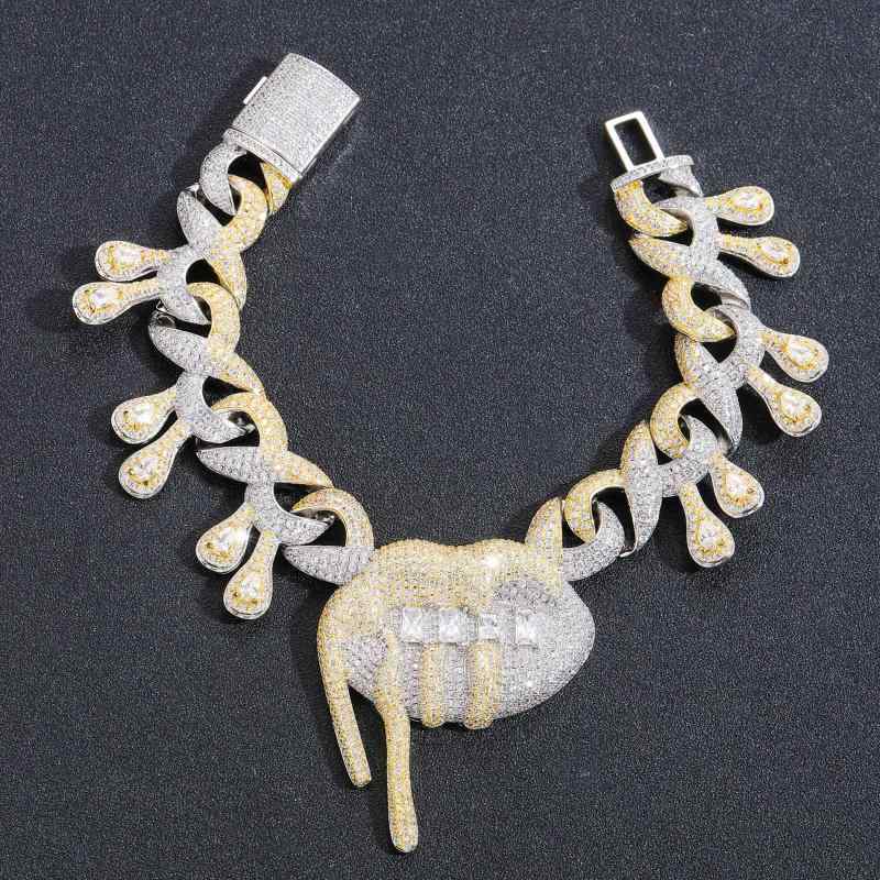 ブレスレット ユニセックス ヒップホップ ストリートファッション リップチャーム バイカラー インフィ..