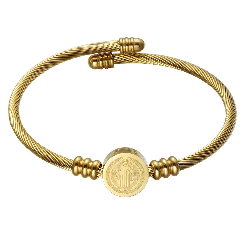 ブレスレット ステンレス 開口 オープン ワイヤー バングル ゴールド シルバー 電気メッキ加工 個性的 ..