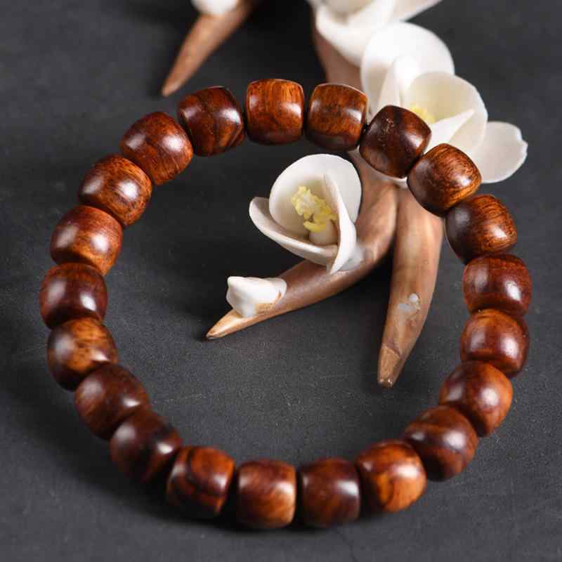 数珠 メンズ 男性用 海南黄花梨 天然木 直切珠 桶珠 パワーストーン ブレスレット 念珠 手作り オリジナルデザイン