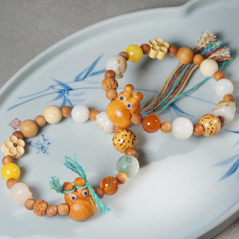 ブレスレット 男女兼用 天然菩提樹 サンダルウッド 数珠 念珠 開運 パワーストーン 猫モチーフ 18種類ビーズ 彫刻 ペア ユニークデザイン チャーム アクセサリー