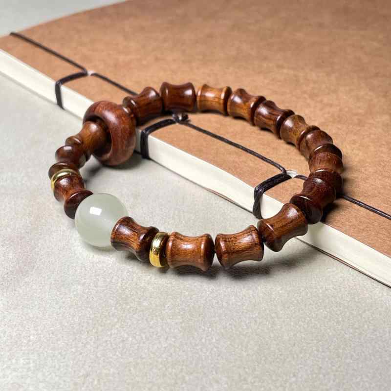 ブレスレット レディース 緑檀 紫檀 血檀 天然木 サンダルウッド 蓄光 竹節模様 桶型 丸型 ビーズ 数珠 民族風 普段使い デイリーユース カジュアル おしゃれ アクセサリー