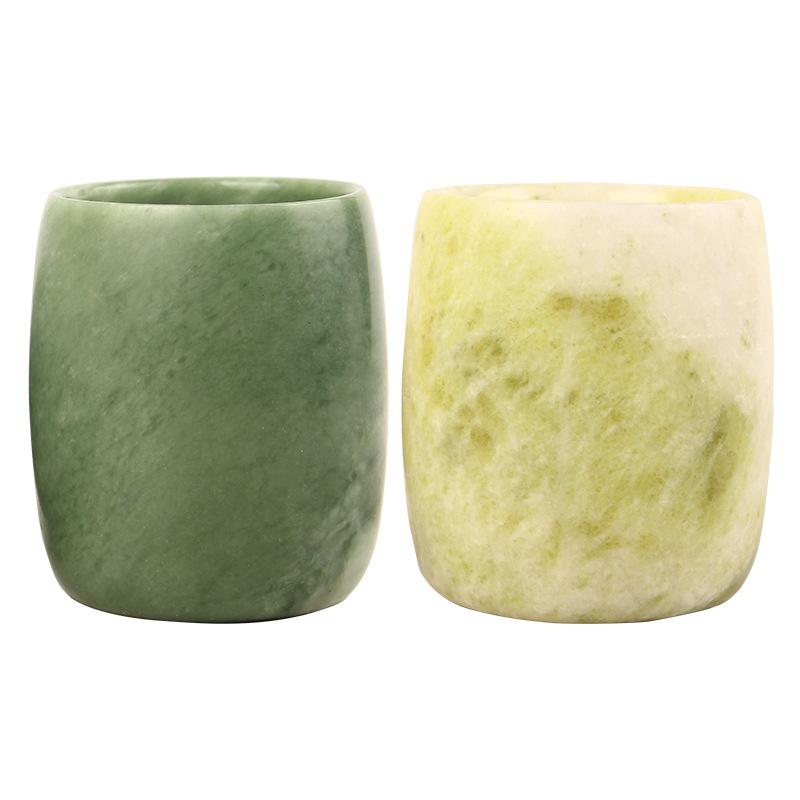 カップ 貴州翠玉 藍田玉製 茶器 酒器 兼用 主人用 ストレート型 翡翠色 モダン シンプル 贈答用