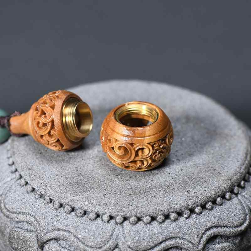 お守り 男女兼用 緑檀 瓢箪 香袋 ペンダント ストラップ アロマボール 平安 厄除け 開運 魔除け 古風 中国風 民族風 携帯用 バッグチャーム キーホルダー ハンドメイド 木製 天然木