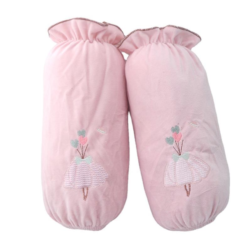 アームカバー レディース 女性用 学生 ロング丈 ベルベット ベロア かわいい柄 刺繡 防汚 デスクワーク オフィス 事務 韓国風 汚れ防止(x2)