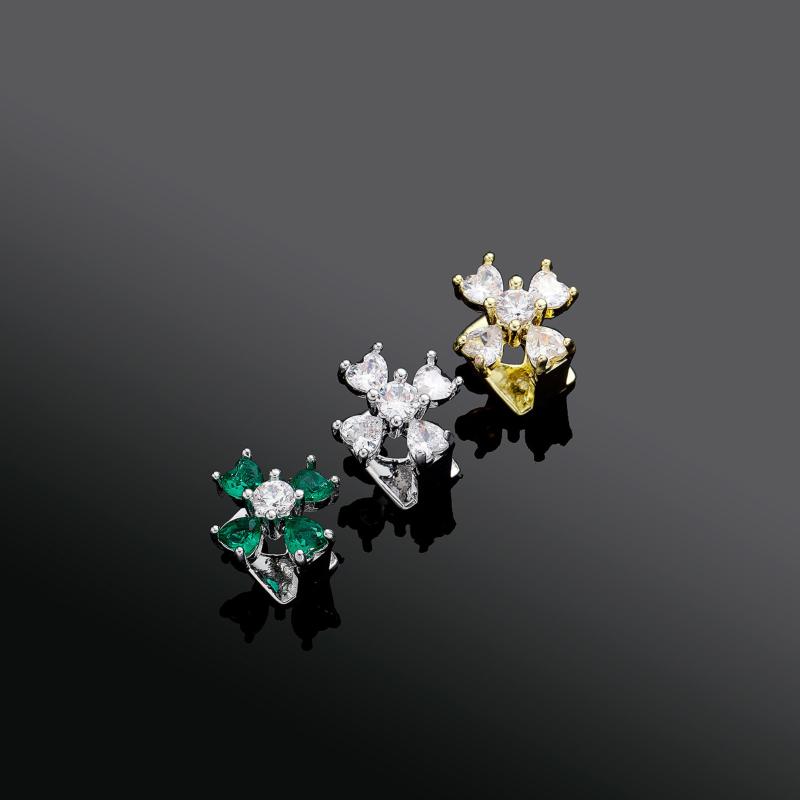 グリルズ 歯飾り 男女兼用 ゴールドカラー シルバーカラー ヒップホップ ストリート フラワー 十字架 U字型 透かし彫り シングル カラージルコニア 個性的 万能 デイリー アクセサリー