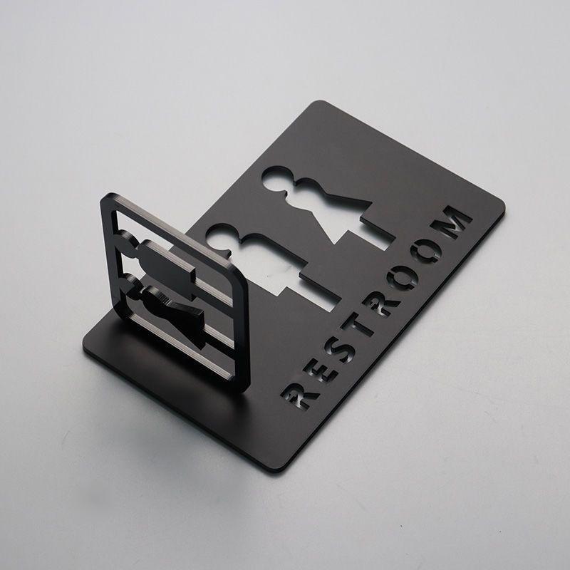 サインプレート トイレ 男女兼用 レストルーム 洗面所 バスルーム 壁掛け表示板 アクリル製 側面設置 ..