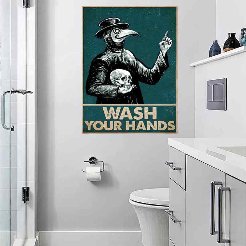 ウォールアート モダン シンプル おしゃれ 英語 手洗いメッセージ 動物柄 浴室 トイレ 商用 壁掛け 長..