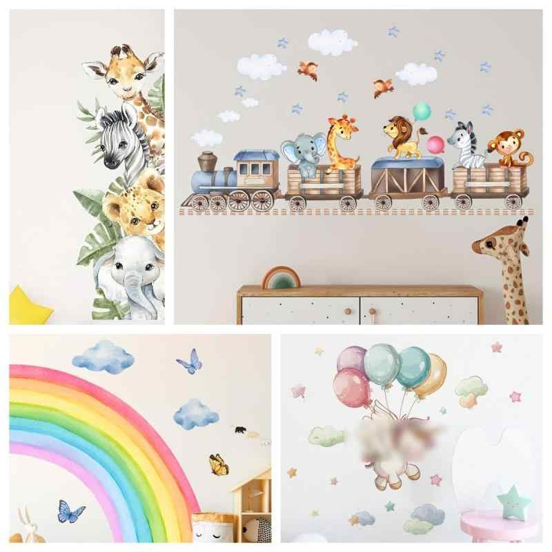 ウォールステッカー 子供部屋 寝室 リビング 動物 電車 雲 星 太陽 かわいい ドリーミー PVC素材 防水..