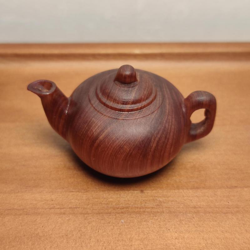 木彫り 太行崖柏 無垢材 天然木 茶壺型 ティーポット型 掌中飾り 握り物 手遊び 高油質 熟成木 光沢仕..
