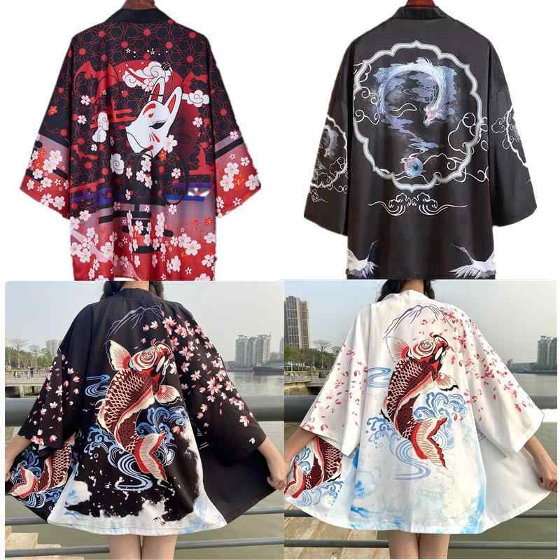羽織り 男女兼用 春夏 和風 中華風 錦鯉柄 縁起物 3Dデジタルプリント 七分袖 ポリエステル 薄手 軽量 ゆったり カジュアル 普段使い 部屋着