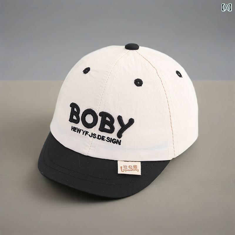 野球帽 ベビー 男の子 女の子 幼児 日よけ UVカット 速乾 薄手 綿 コットン 春夏 おしゃれ かわいい 普段使い お散歩 短いつば 軽量 丸型 ホワイト カーキ グレー ブラック