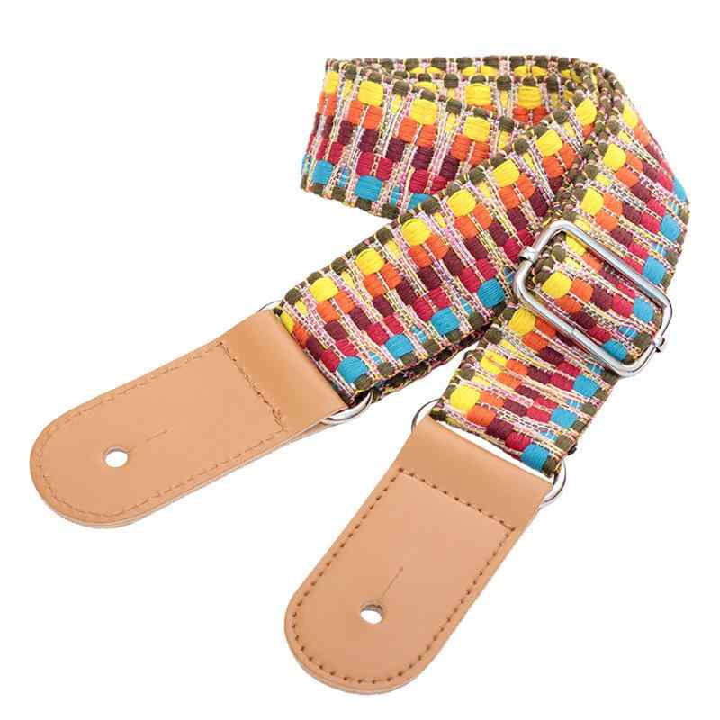ウクレレ ギターストラップ アコースティックギター エレキギター 民族柄 綿素材 レザーエンドピン対応 長さ調整可能 肩掛け 楽器アクセサリー 演奏 練習 ライブ用