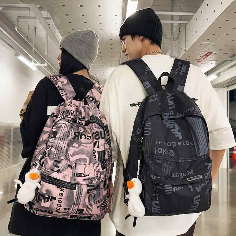 リュックサック 男女兼用 学生 スクールバッグ グラフィティ ストリートファッション おしゃれ バックパック ナイロン 防水 超軽量 負担軽減 英字柄 アウトドア 旅行用 通学 普段使い