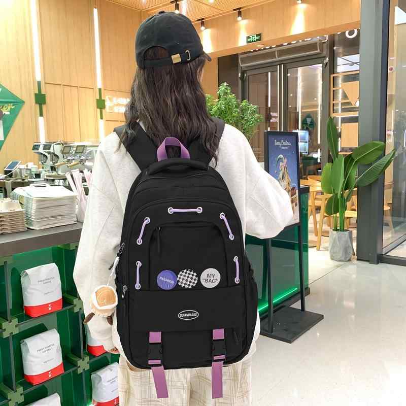 リュックサック バックパック レディース 高校生 中学生 ナイロン 防水 大容量 軽量 通気性 負担軽減 スクール 通学 普段使い おしゃれ カジュアル 韓国風 黒 ピンク 青 白 緑