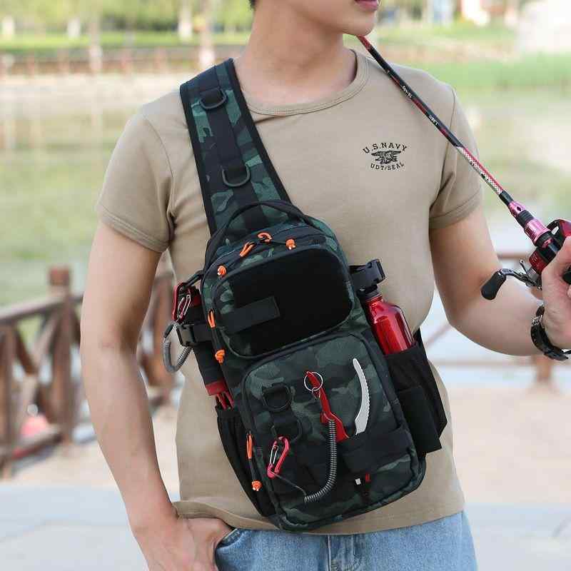 フィッシングバッグ メンズ 男性用 ルアー釣り 釣り具 釣竿収納 川釣り 渓流釣り 防水 多機能 軽量 斜..