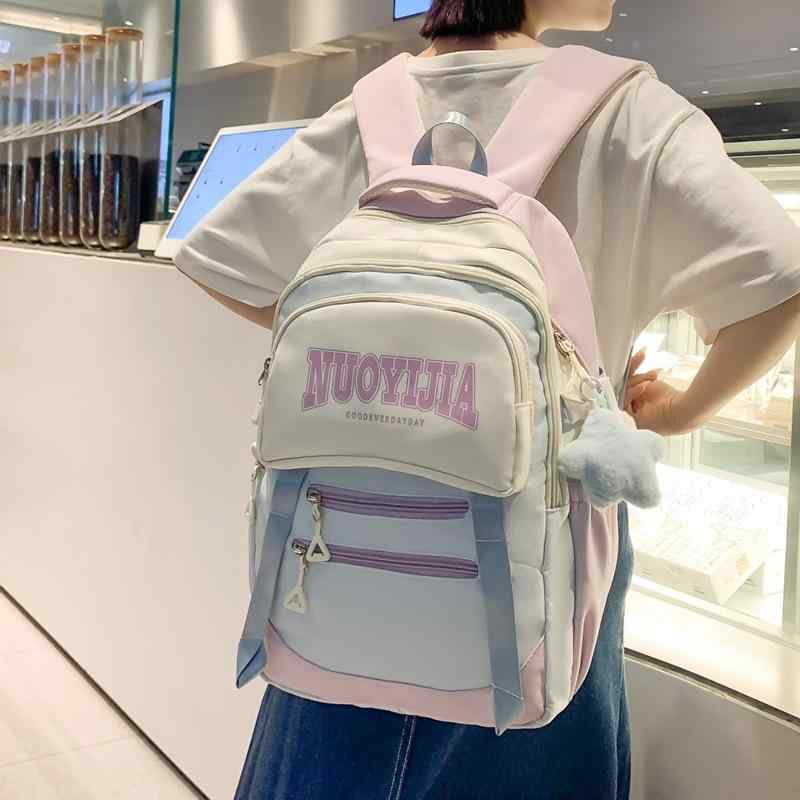リュックサック バックパック レディース 学生 大容量 バイカラー ナイロン 防水 撥水 軽量 クッション入り 負担軽減 通学 通勤 韓国風 カジュアル 普段使い 女性用