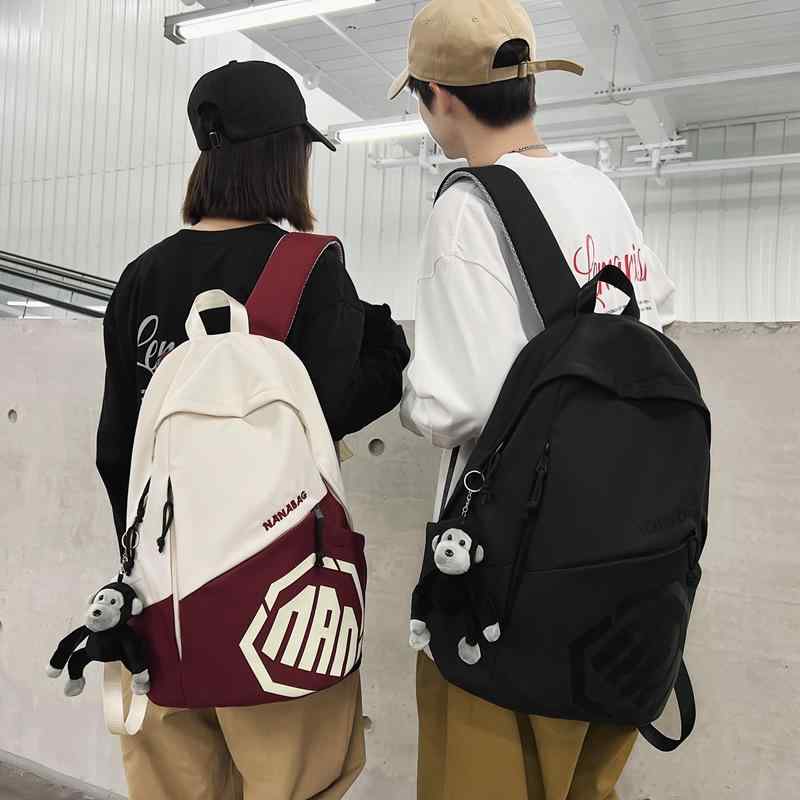 バックパック メンズ レディース 学生 大容量 スクールリュック 通学 通勤 デイパック カジュアル ストリート系 ナイロン製 バイカラー切り替え 負担軽減 脊椎保護 撥水 軽量 耐摩耗性