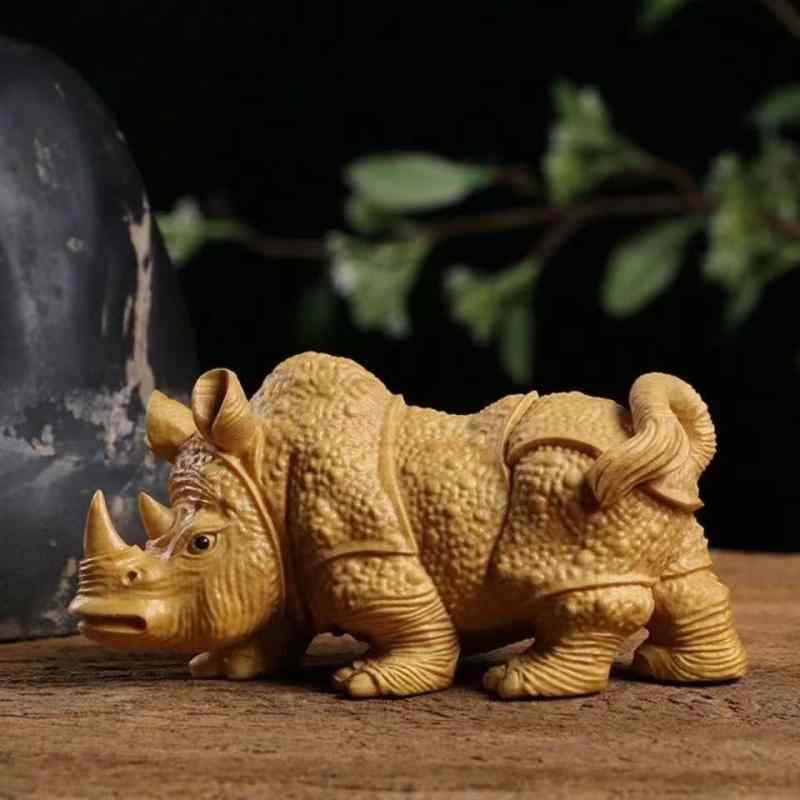 置物 崖柏 木彫り 卓上飾り アフリカサイ オブジェ 手のひらサイズ 無垢材 インテリア雑貨 モダンチャイニーズ 工芸品