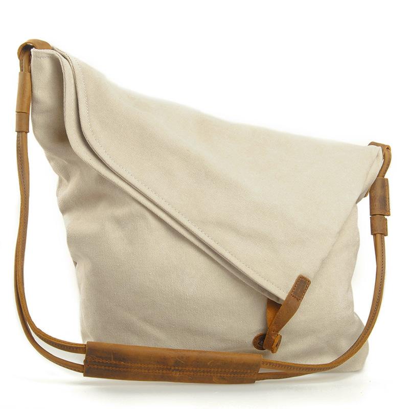 バッグ レディース 帆布 ショルダー メッセンジャー 斜め掛け 水餃子型 レトロ 大容量 柔らかな ファス..