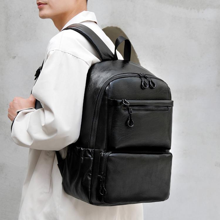 リュック バックパック 男女兼用 PUレザー 樹皮調 ビジネス カジュアル 通勤 通学 学生鞄 PC収納 16インチ対応 旅行 出張 普段使い アウトドア 大容量 ブラック ライトブラウン