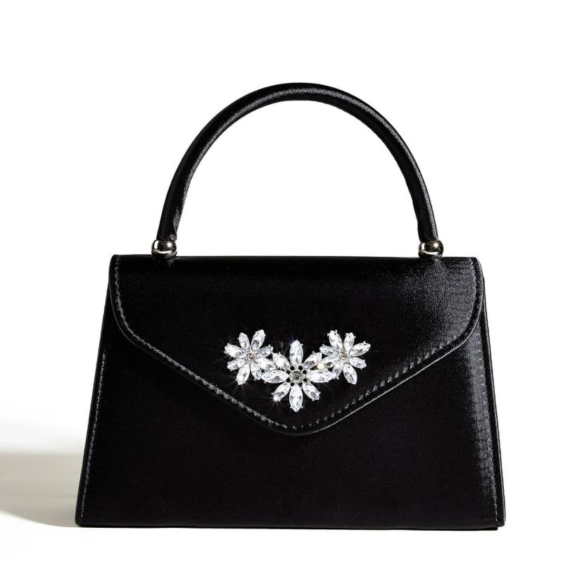 イブニングバッグ レディース ブラック 再生繊維 クラッチバッグ 結婚式 パーティー フォーマル ナイトシーン 横型 スクエア フラップ式 チェーン レース スマホ収納 ポリエステル裏地 かっちり 春夏