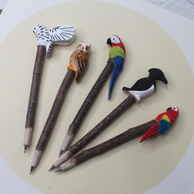 ボールペン 木製 木の枝モチーフ 動物デザイン 天然素材 ハンドメイド 替え芯対応 ユニーク おしゃれ ..