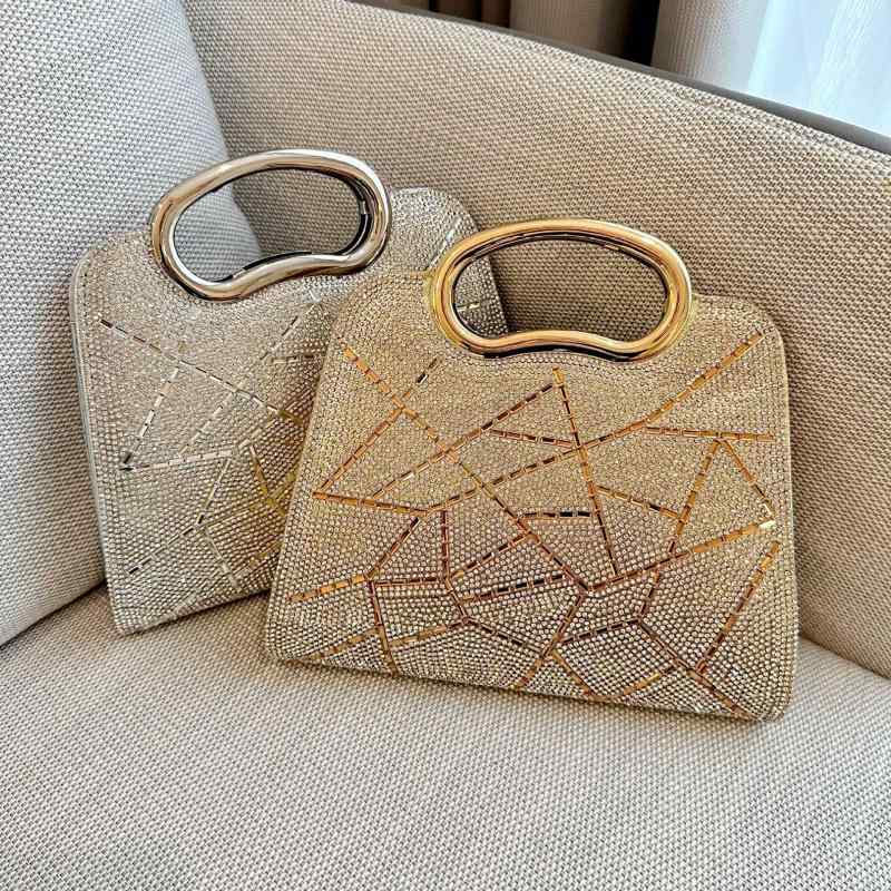 パーティーバッグ レディース PUレザー ラインストーン キラキラ 煌めき 結婚式 披露宴 二次会 フォーマル イブニング 手提げ クラッチ 欧米風 レトロ ゴールド シルバー 縦型 スクエア型