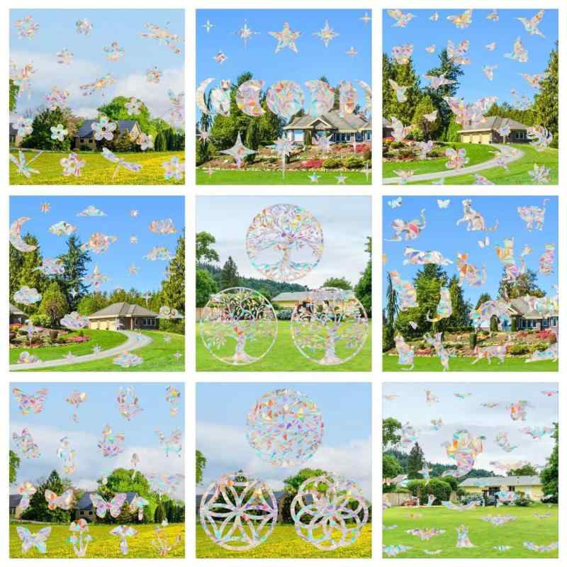 窓ガラスフィルム サンキャッチャー 静電 吸着タイプ 虹色 プリズム カラフル 目隠し 鳥よけ UVカット ..