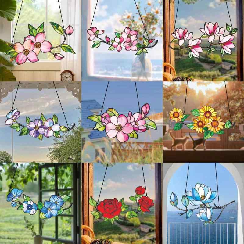 ウォールデコレーション 両面 カラフル フラワー 花モチーフ アイアンアート 金属製 壁掛け 壁飾り シンプル モダン インテリア リビング 寝室 玄関 室内装飾 店舗用 オブジェ