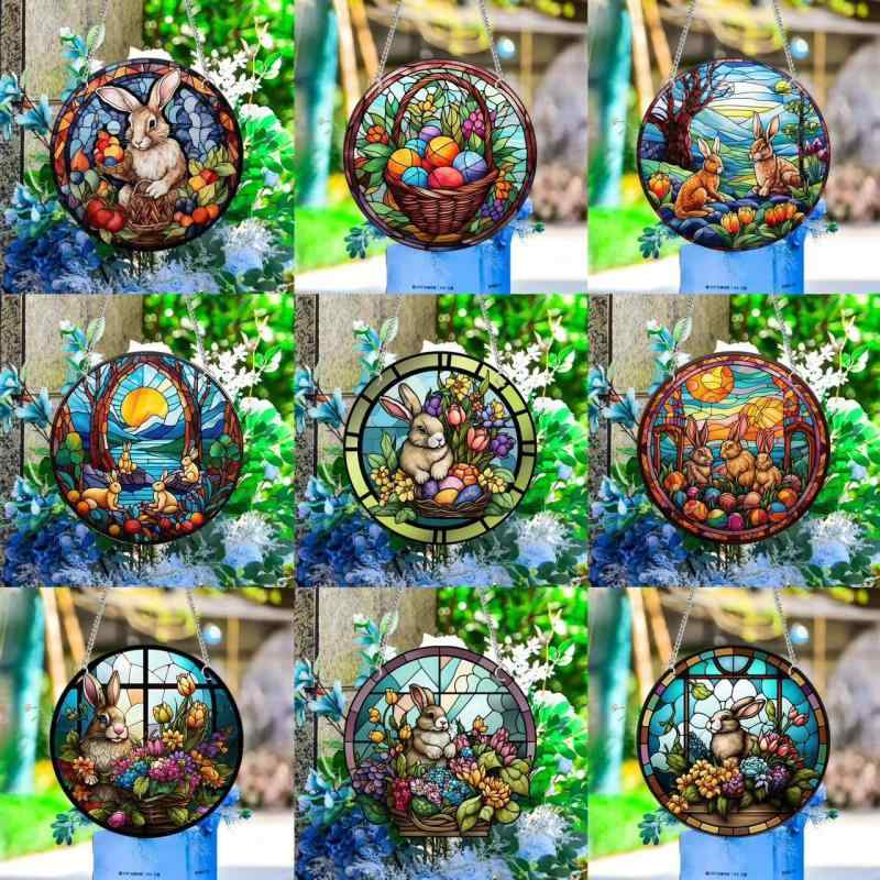 オーナメント イースター うさぎ アクリル 吊り下げ飾り かわいい クリア 立体的 玄関 窓辺 ショーウィンドウ 室内 屋外 イベント装飾 店舗ディスプレイ(3)