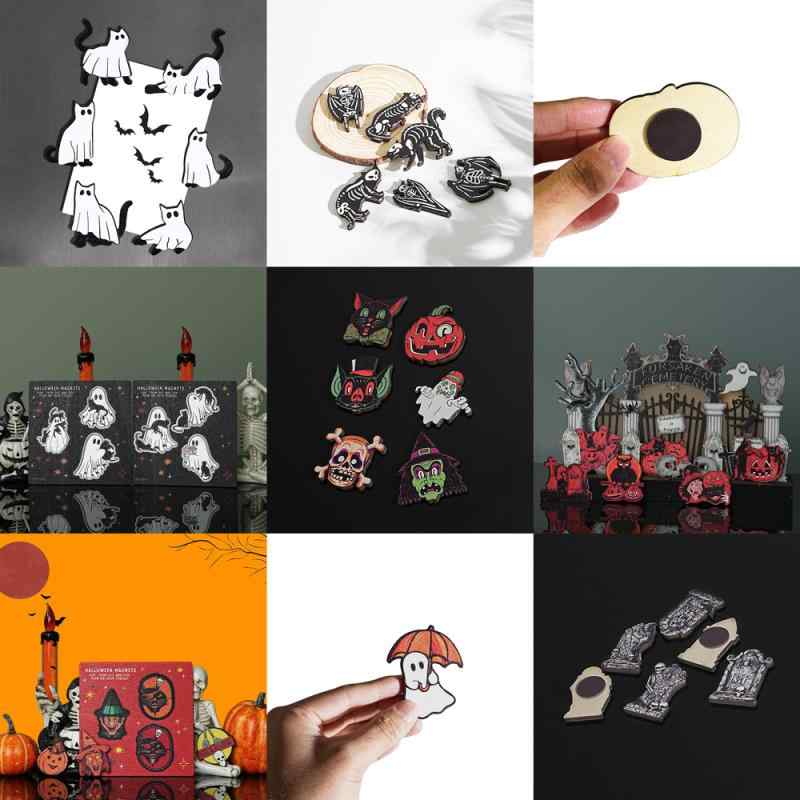 冷蔵庫マグネット マグネットステッカー ハロウィン パンプキン おばけ 木製 かわいい デコレーション ..