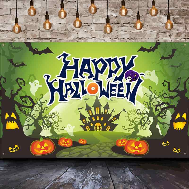 ハロウィン デコレーション ホラー お化け屋敷 撮影背景 バナー フラッグ 横断幕 タペストリー パンプキン カボチャ パーティー イベント 店舗装飾 壁飾り 飾り付け ポリエステル製 大型 ビッグサイズ