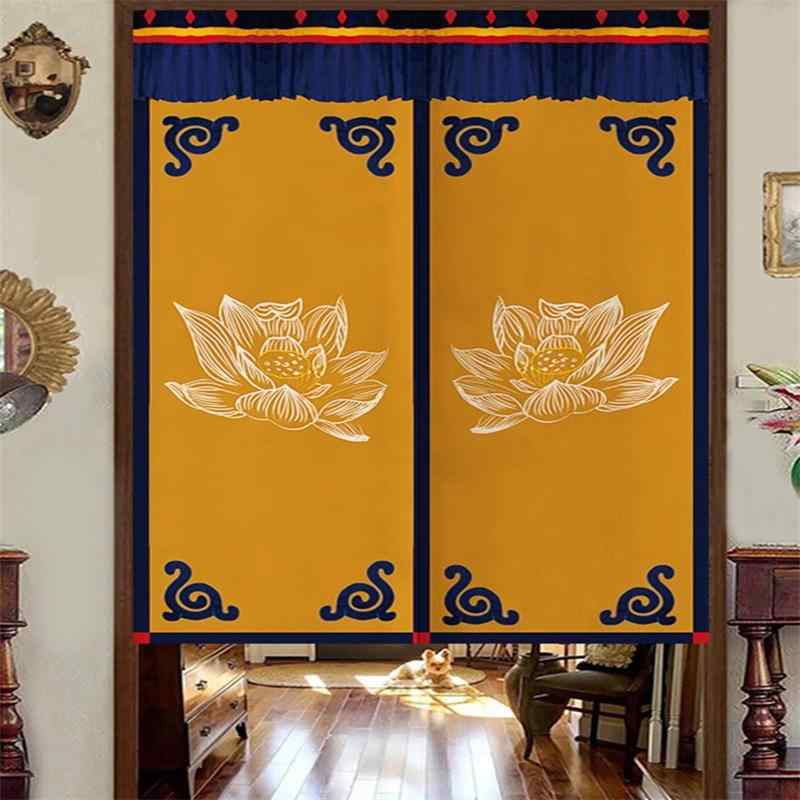 のれん チベット風 エスニック 民族風 開運 吉祥 縁起物 仏間 仏壇 目隠し 間仕切り 綿麻 布製 穴開け..