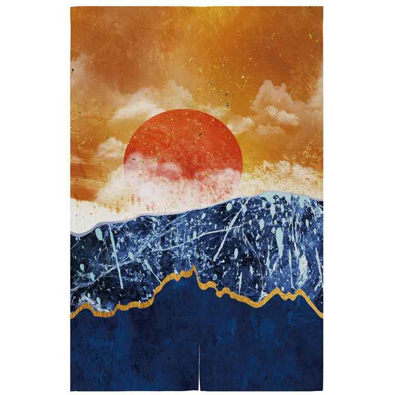 のれん 中国風 和モダン ポリエステル製 風水 目隠し 間仕切り 風よけ 突っ張り棒 穴開け不要 家庭用 ..