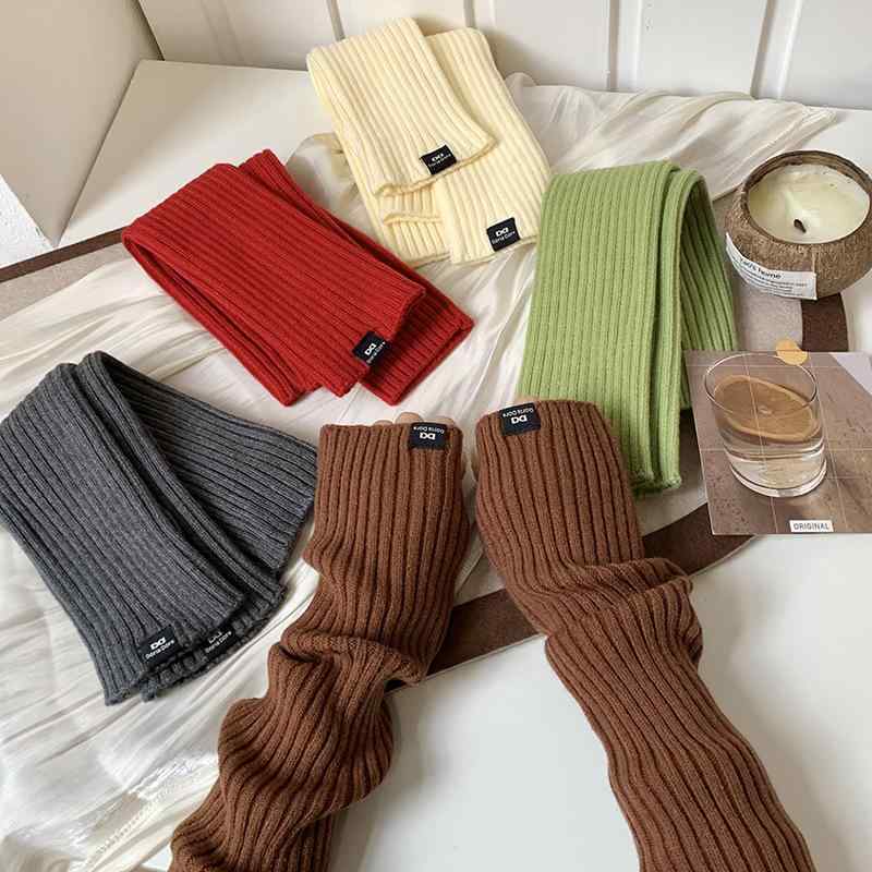 手袋 レディース 指なし ニット スマホ対応 クシュクシュ袖 ロング丈 アームウォーマー 保温 防寒 ゆっ..