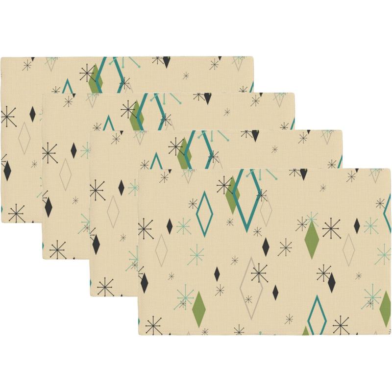 ランチョンマット 中世 ボヘミアン テイスト ポリエステル製 パーティー キッチン ダイニング 食卓 リビング 書斎 店舗用 プレースマット アメリカン 多目的(x4)