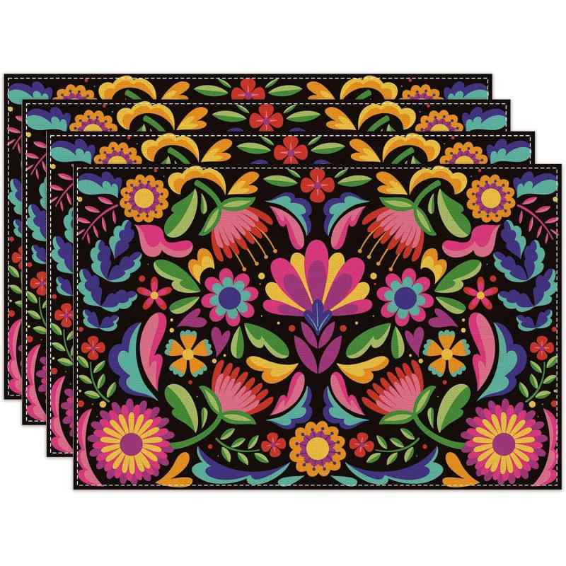 ランチョンマット メキシコ シンコ・デ・マヨ カーニバル 季節 イベント ホリデー パーティー 食卓 キッチン ダイニング テーブル リビング 業務用 アメリカン おしゃれ カラフル ポリエステル 洗える(x4)