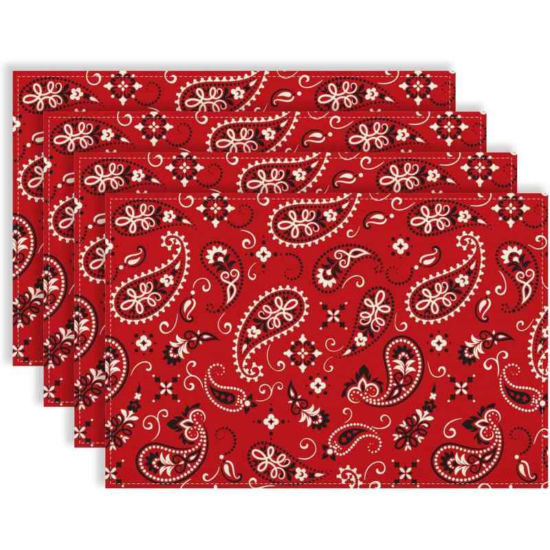 ランチョンマット ウエスタン パーティー ホリデー 祝日 季節イベント キッチン ダイニング リビング 食卓 ポリエステル アメリカン 長方形 汚れ防止 プレースマット(x4)