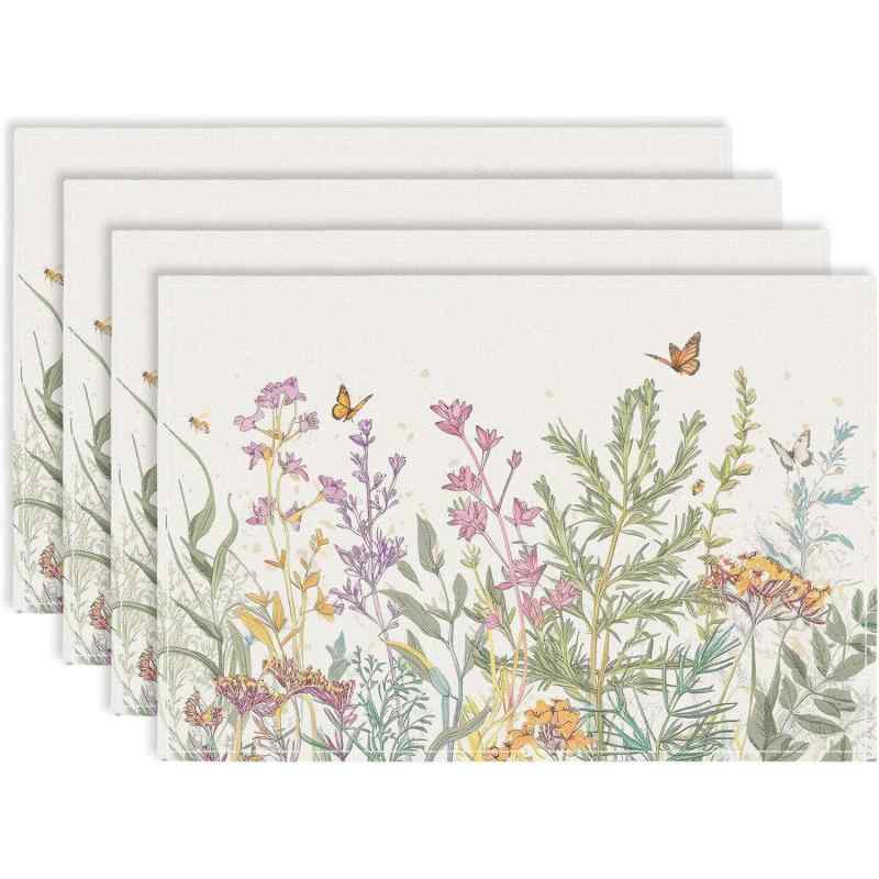 ランチョンマット 母の日 アルファベット ホリデー イベント パーティー キッチン ダイニング レストラン 食卓用 ポリエステル製 アメリカンスタイル プレイスマット(x4)