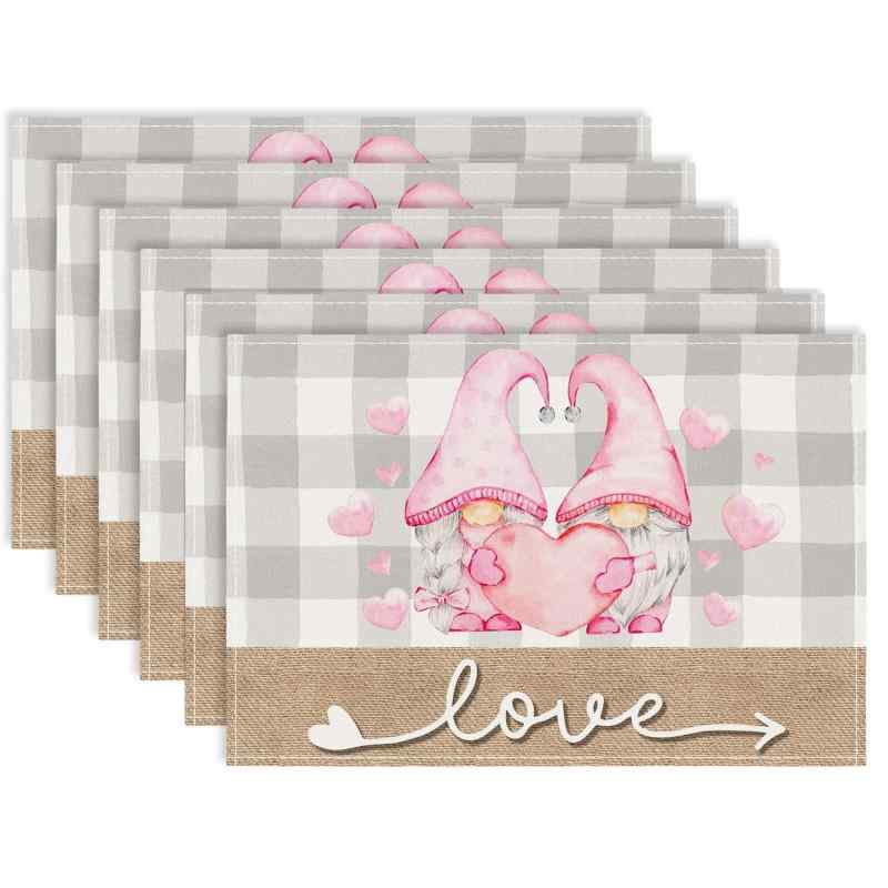 ランチョンマット プレースマット チェック柄 母の日 パーティー キッチン ダイニング リビング 書斎 商業施設用 モダン ポリエステル製(x4)