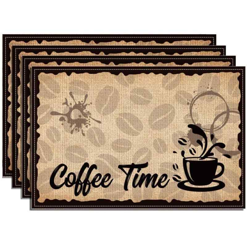 ランチョンマット コーヒー チョコレート デザイン ポリエステル アメリカンスタイル リビング ダイニング キッチン パーティー イベント 祝日 プレースマット デコレーション(x4)