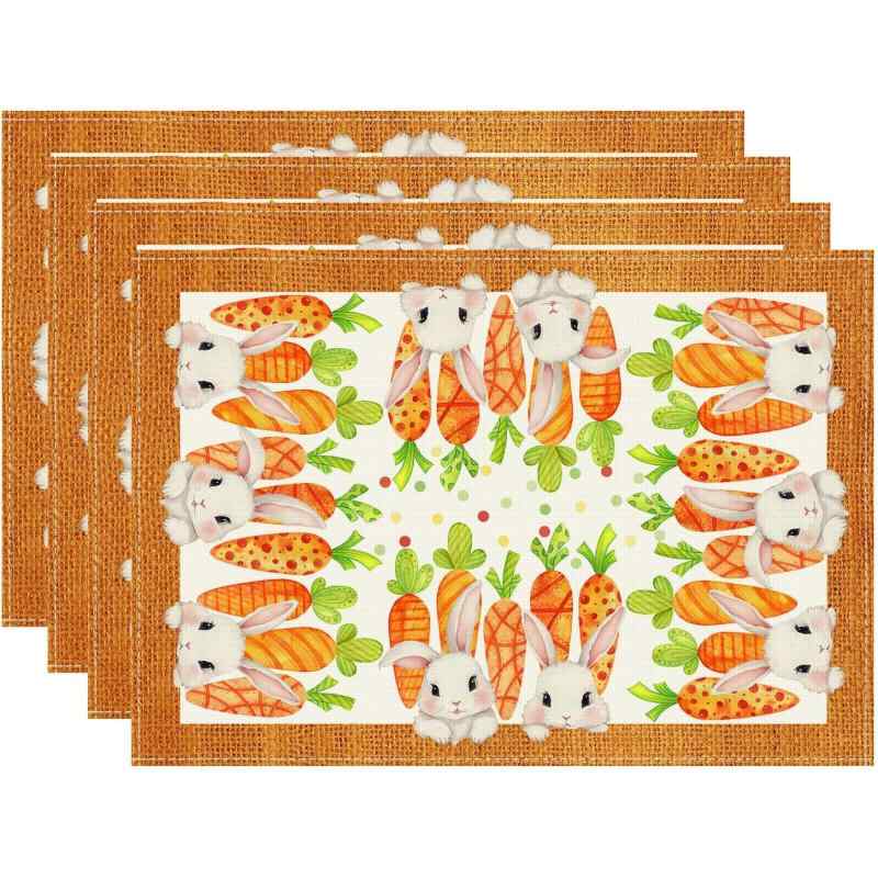 ランチョンマット イースター うさぎ にんじん 季節柄 春 パーティー キッチン ダイニング 食卓 ポリエ..