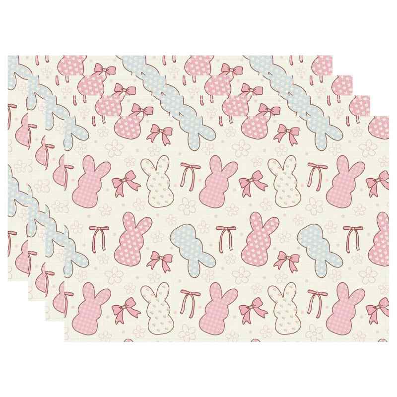 ランチョンマット イースター うさぎ にんじん柄 かわいい おしゃれ アメリカン ポリエステル製 パーティー キッチン ダイニング 食卓 リビング テーブルウェア(x4)