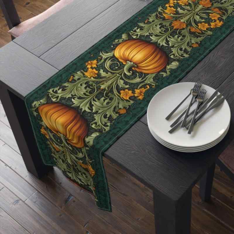 テーブルランナー ハロウィン カボチャ柄 パンプキン プリント ポリエステル マルチカラー ダイニング ..