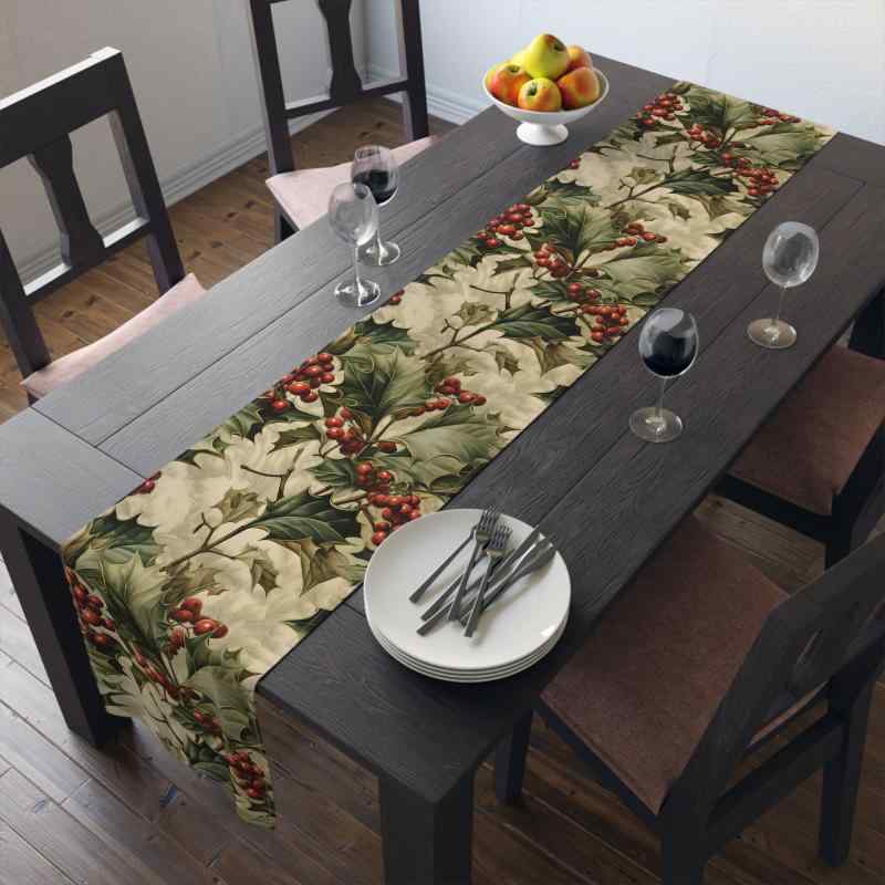 テーブルランナー 春夏 リーフ柄 フルーツ柄 ボタニカル柄 ポリエステル ダイニング 食卓 パーティー ..